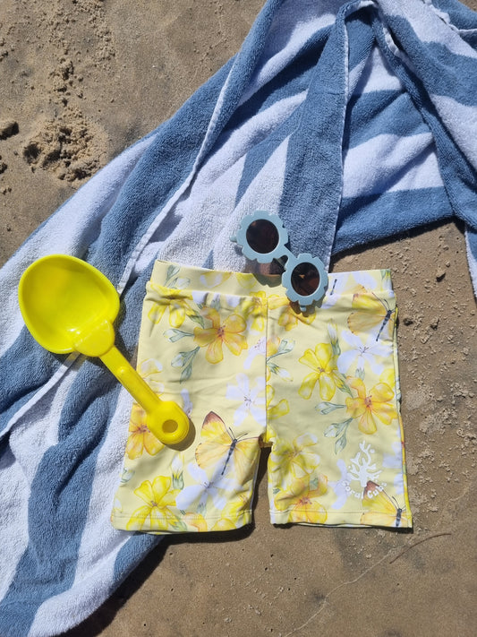 Swim Shorts- Yellow Frangipani