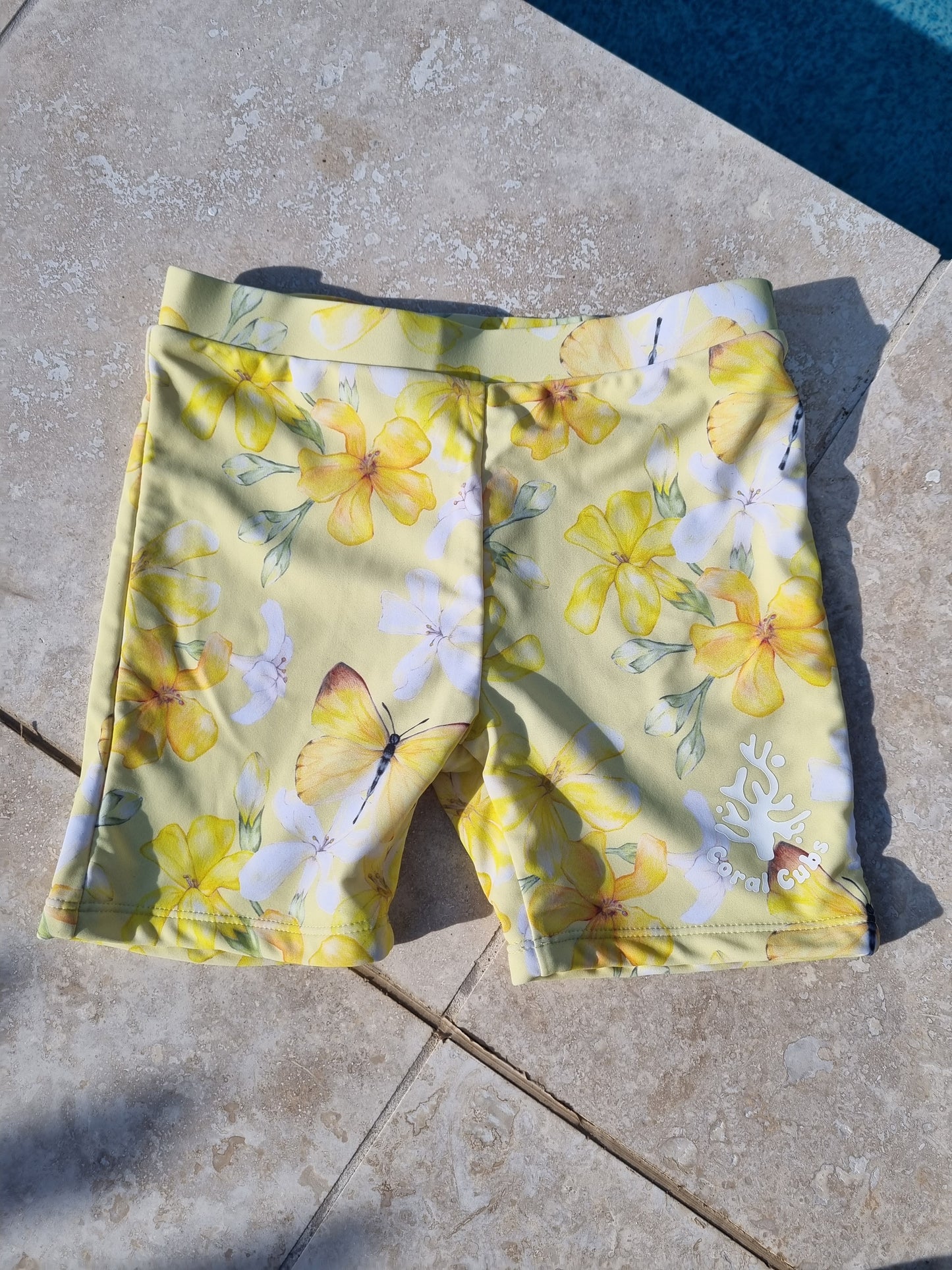 Swim Shorts- Yellow Frangipani